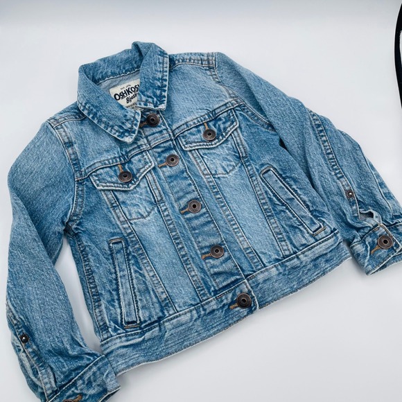 Oshkosh B'gosh Denim Trucker Jacket Med Wash 4T Cotton Button Classic Blue Cute - Picture 1 of 7